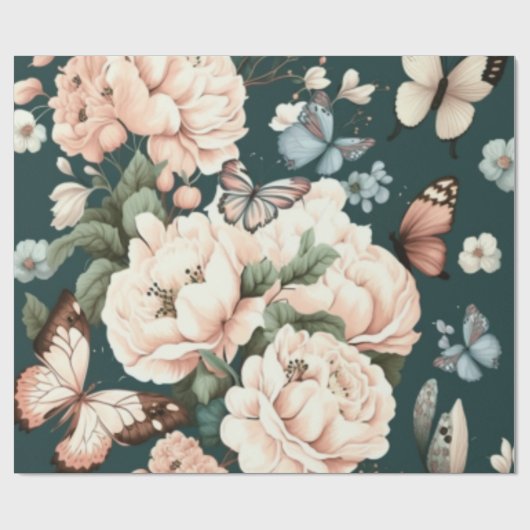 蝶と花 ラッピングペーパー (フラット)