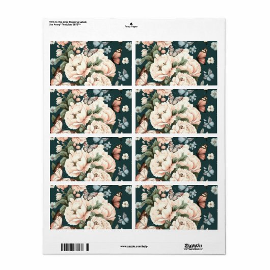 蝶と花 ラベル (フルシート)