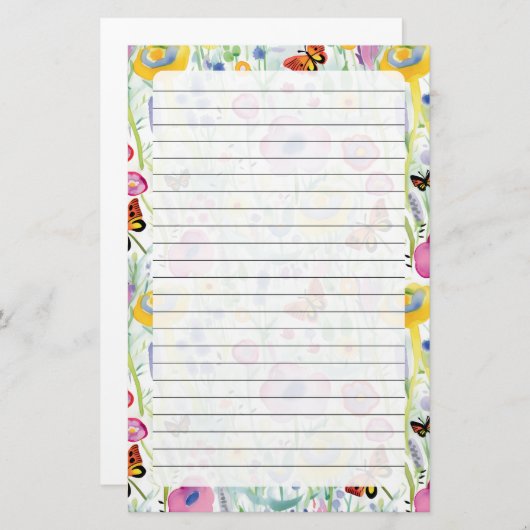蝶と花 便箋 (正面/裏面)