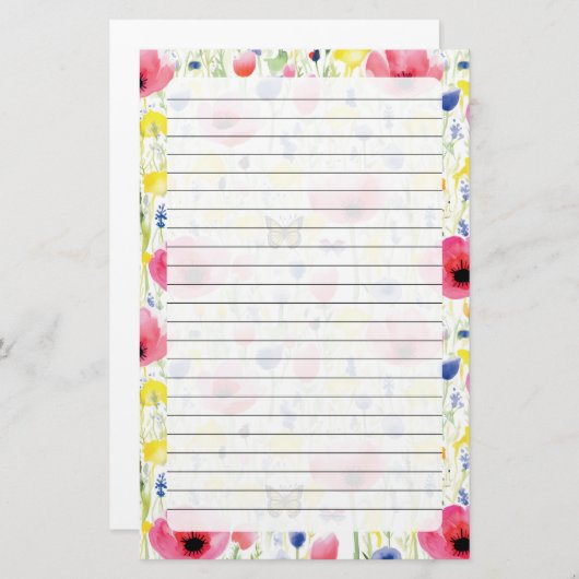 蝶と花 便箋 (正面/裏面)