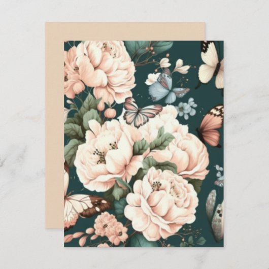 蝶と花 出欠カード (正面/裏面)