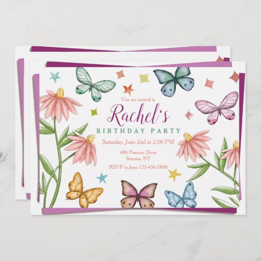 蝶と花 招待状 (正面/裏面)
