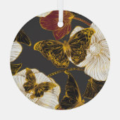 蝶と花：春ボホパターン ガラスオーナメント (裏面)