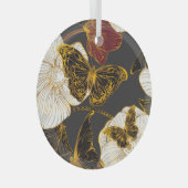 蝶と花：春ボホパターン ガラスオーナメント (正面右)