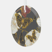 蝶と花：春ボホパターン ガラスオーナメント (正面左)