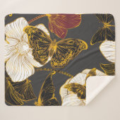 蝶と花：春ボホパターン シェルパブランケット (正面(横))