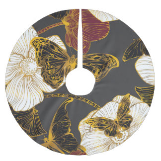 蝶と花:春ボホパターン ブラッシュドポリエステルツリースカート