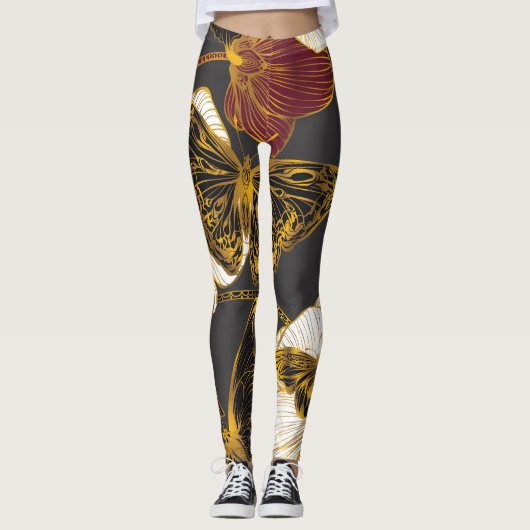 蝶と花：春ボホパターン レギンス (正面)