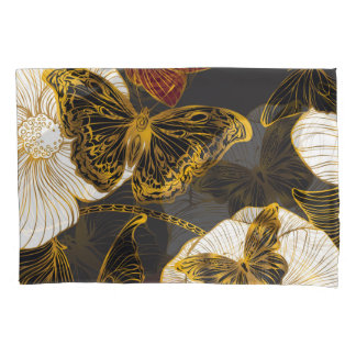 蝶と花:春ボホパターン 枕カバー