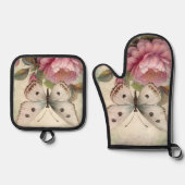 蝶と花 鍋つかみ&鍋敷きセット (正面)