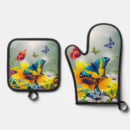 蝶と花 鍋つかみ&鍋敷きセット