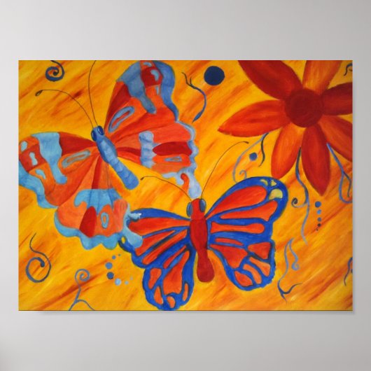 蝶と花Canvas Print ポスター (正面)