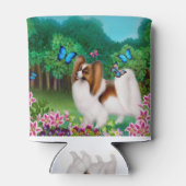 蝶と若いパピヨンドッグクーラーボックス 缶クーラー (裏面)