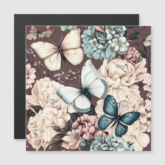 蝶と茶色の花 (正面/裏面)