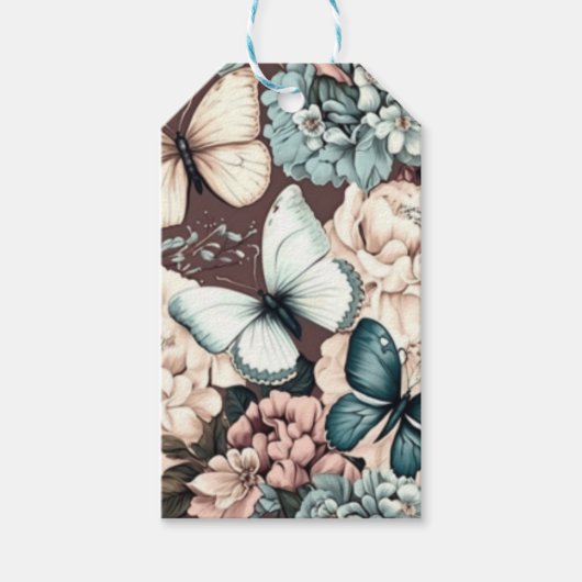 蝶と茶色の花 ギフトタグ (正面)