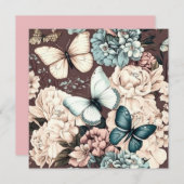 蝶と茶色の花 サンキューカード (正面/裏面)