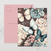 蝶と茶色の花 ポストカード (正面/裏面)