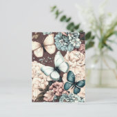 蝶と茶色の花 ポストカード (スタンド正面)