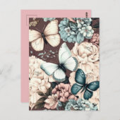 蝶と茶色の花 ポストカード (正面/裏面)
