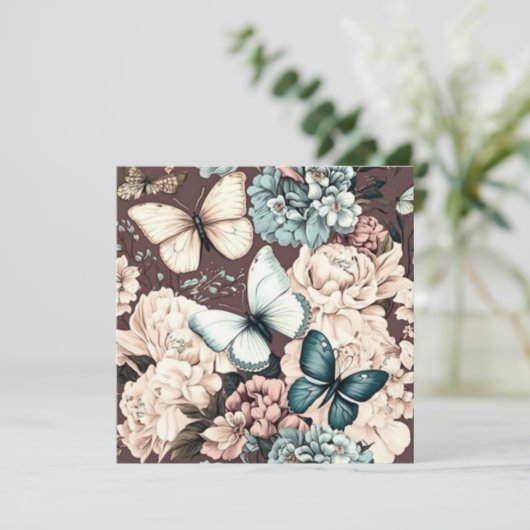 蝶と茶色の花 招待状 (スタンド正面)