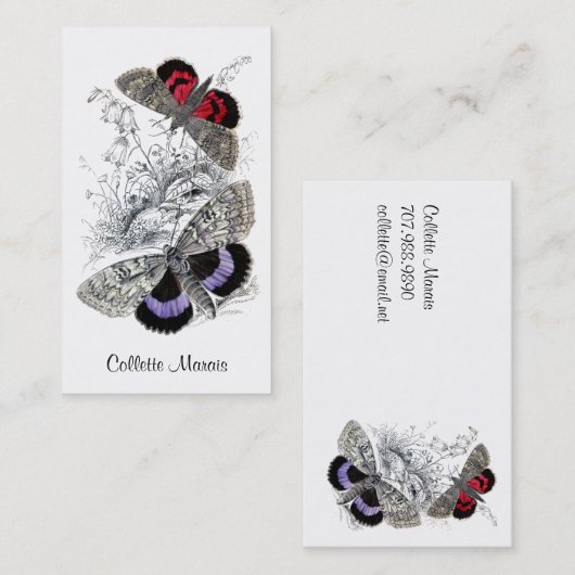 蝶と葉の呼出しカード 名刺 (正面/裏面)