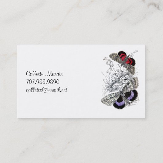 蝶と葉の呼出しカード 名刺 (裏面)