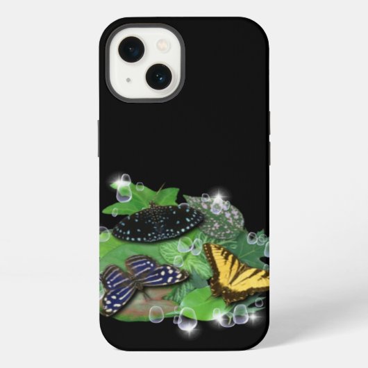 蝶と葉雨滴の星 iPhoneケース (裏面)