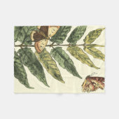 蝶と葉黒枠つき蝶 フリースブランケット (正面(横))