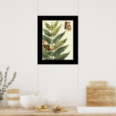 蝶と葉黒枠つき蝶 ポスター (キッチン)