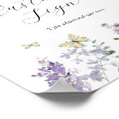 蝶と薄紫カスタム文字標識 ポスター (角)