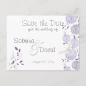 蝶と薄紫菊の日付を保存 案内ポストカード (正面)