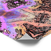 蝶と虫の抽象芸術パターン ポスター (角)