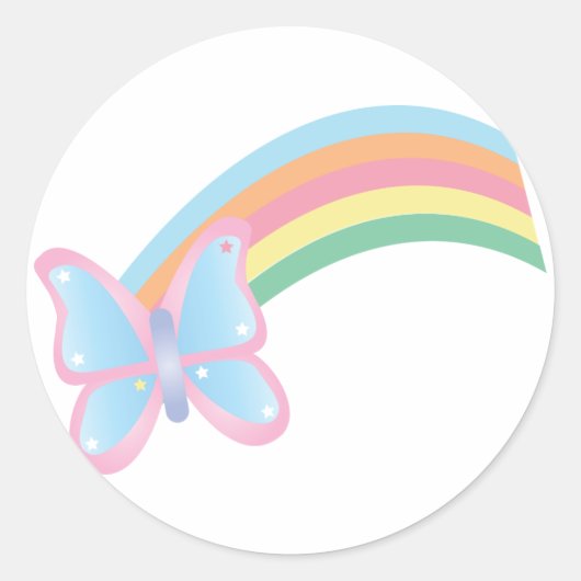 蝶と虹のステッカー ラウンドシール (正面)