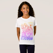 蝶と虹色のファンタジーの花 Tシャツ (正面フル)