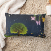 蝶と蛍を持つ夜柳 ランバークッション (ブランケット)