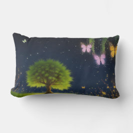 蝶と蛍を持つ夜柳 ランバークッション