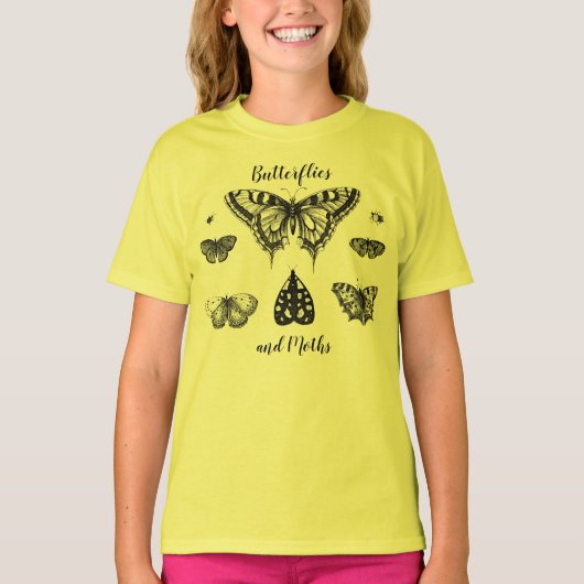 蝶と蛾のヴィンテージプリント Tシャツ (正面)