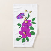 蝶と蜂が咲くピンクの花 バスタオルセット (ハンドタオル)