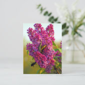 蝶と蜂の薄紫はがき ポストカード (スタンド正面)