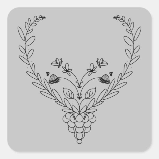 蝶と蜂 スクエアシール (正面)