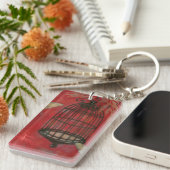 蝶と装飾的な鳥かご キーホルダー (正面右)