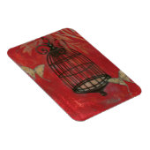 蝶と装飾的な鳥かご マグネット (右側)