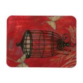 蝶と装飾的な鳥かご マグネット (横)