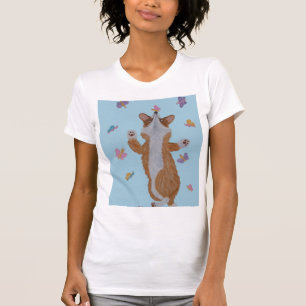 蝶と踊るウェルシュコーギー Tシャツ