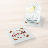 蝶と踊るデザイン ガラスコースター (アングル)