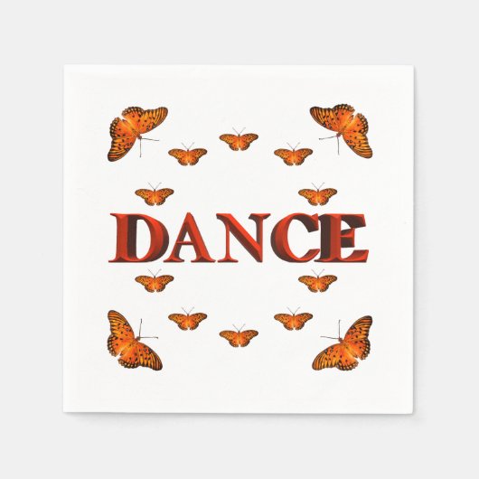 蝶と踊るデザイン スタンダードカクテルナプキン (正面)