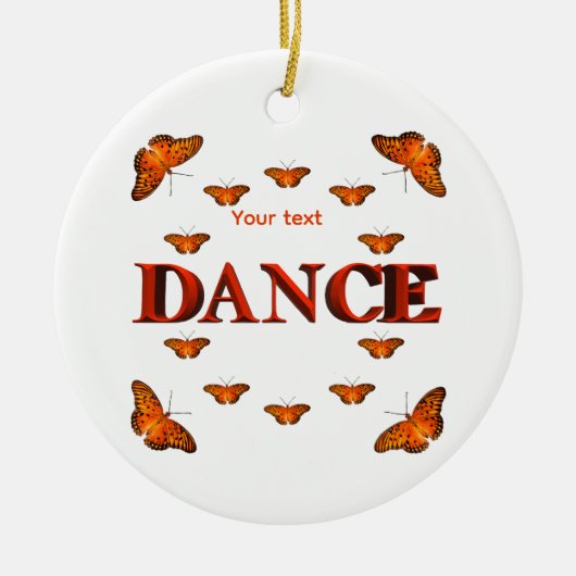 蝶と踊るデザイン セラミックオーナメント (正面)
