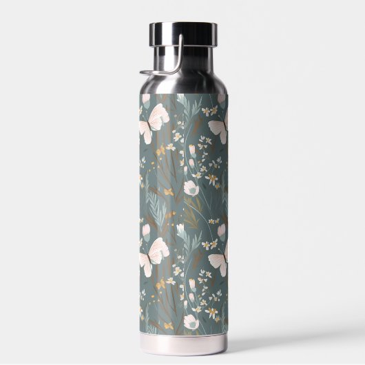 蝶と野の花がセージに ウォーターボトル (右面)