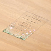 蝶と野の花のウェディング アクリル招待状 (レイダウン)