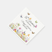 蝶と野エレガント花75誕生日 スタンダードカクテルナプキン (角)